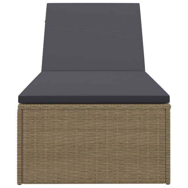 vidaXL Sunlounger Poly Rattan Brown and Dark Grey