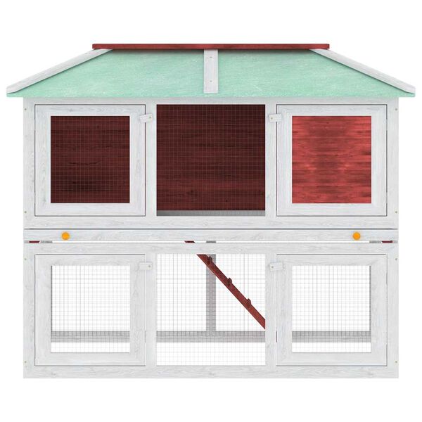 vidaXL Animal Rabbit Cage Double Floor Red Wood