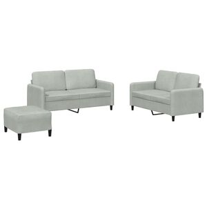 vidaXL 3 Piece Sofa Set Light Grey Velvet