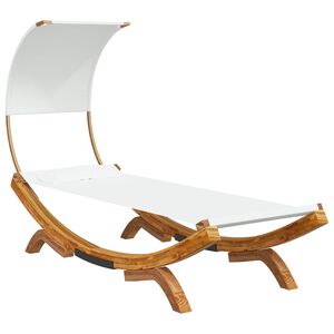 vidaXL Outdoor Lounge Bed with Canopy 100x200x126 cm Solid Bent Wood Cream