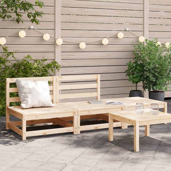 vidaXL 3 Piece Garden Lounge Set Solid Pinewood