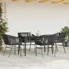 vidaXL 5 Piece Garden Dining Set with Cushions Black Poly Rattan Glass