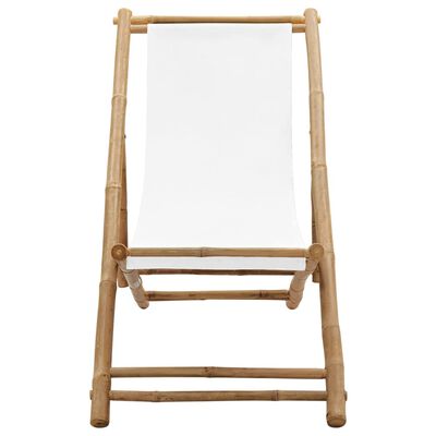 vidaXL Outdoor Deck Chair Bamboo and Canvas