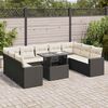 vidaXL 10 Piece Garden Sofa Set with Cushions Black Poly Rattan