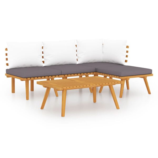 vidaXL 5 Piece Garden Lounge Set with Cushions Solid Wood Acacia