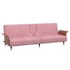 vidaXL Sofa Bed with Cup Holders Pink Velvet