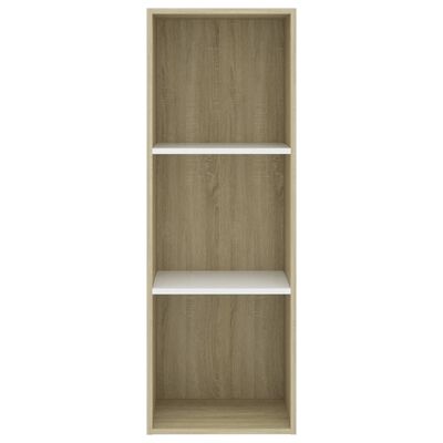 vidaXL 3-Tier Book Cabinet White and Sonoma Oak 40x30x114 cm Engineered Wood