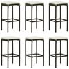 vidaXL Bar Stools with Cushions 6 pcs Brown Poly Rattan