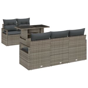 vidaXL Garden Sofa Set with Cushion 6 pcs Grey Poly rattan