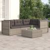 vidaXL 4 Piece Garden Lounge Set with Cushions Grey Poly Rattan