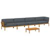 vidaXL Sofa Set with Cushion Plain 5 pcs Anthracite Solid Acacia Wood