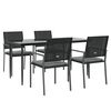 vidaXL 5 Piece Garden Dining Set with Cushions Poly Rattan and Steel