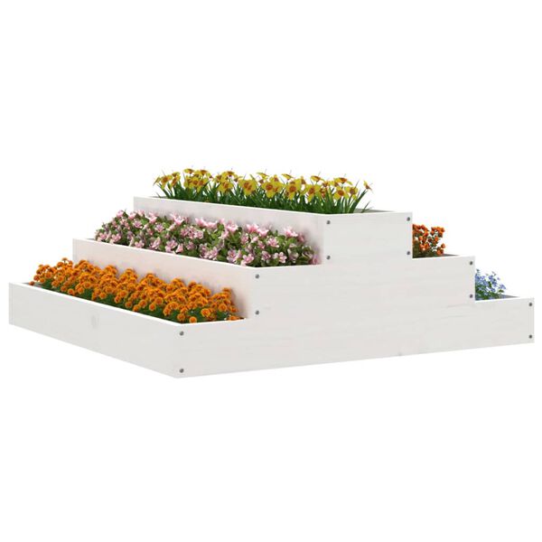 vidaXL Planter White 80x80x27 cm Solid Wood Pine