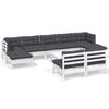 vidaXL 10 Piece Garden Lounge Set with Cushions White Pinewood