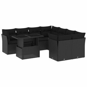 vidaXL 9 Piece Garden Sofa Set with Cushions Beige Poly Rattan