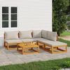 vidaXL 6 Piece Garden Lounge Set with Light Grey Cushions Solid Wood