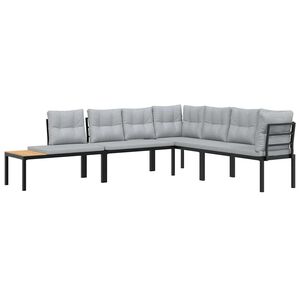 vidaXL Garden Bench Set with Cushions 4 pcs Black Powder-coated Steel