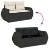 vidaXL 8 Piece Garden Sofa Set with Cushions Black Poly Rattan