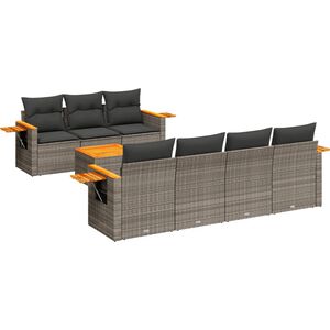vidaXL 8 Piece Garden Sofa Set with Cushions Grey Poly Rattan