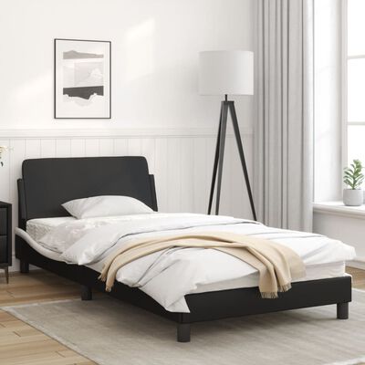 vidaXL Bed Frame with Headboard Black and White 107x203 cm Faux Leather