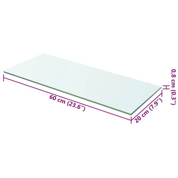 vidaXL Shelf Panel Glass Clear 60x20 cm