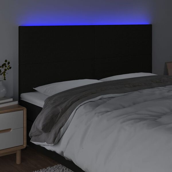 vidaXL LED Headboard Black 200 cm Fabric