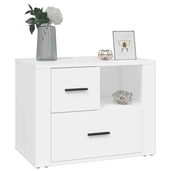 vidaXL Bedside Cabinet White 60x36x45 cm Engineered Wood
