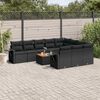 vidaXL 11 Piece Garden Sofa Set with Cushions Black Poly Rattan