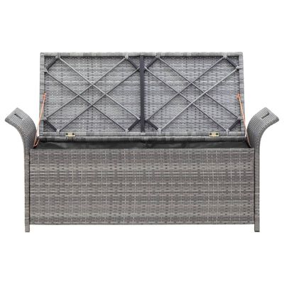 vidaXL Storage Bench with Cushion Grey 138 cm Poly Rattan
