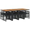 vidaXL 9 Piece Garden Dining Set with Cushions Black Poly Rattan