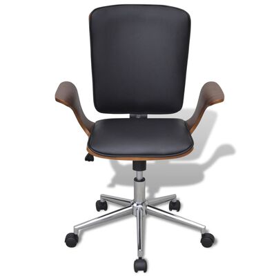 Swivel Office Chair Bentwood with Artificial Leather Upholstery