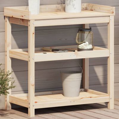 vidaXL Potting Table with Shelves 82.5x45x86.5 cm Solid Wood Pine