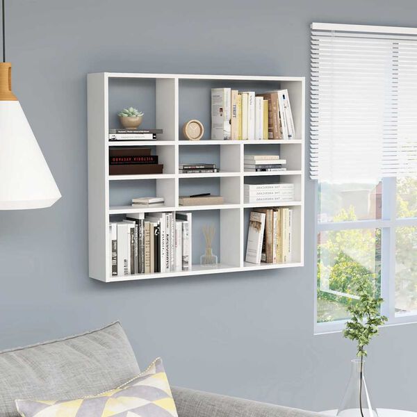 vidaXL Wall Shelf White 90x16x78 cm Engineered Wood