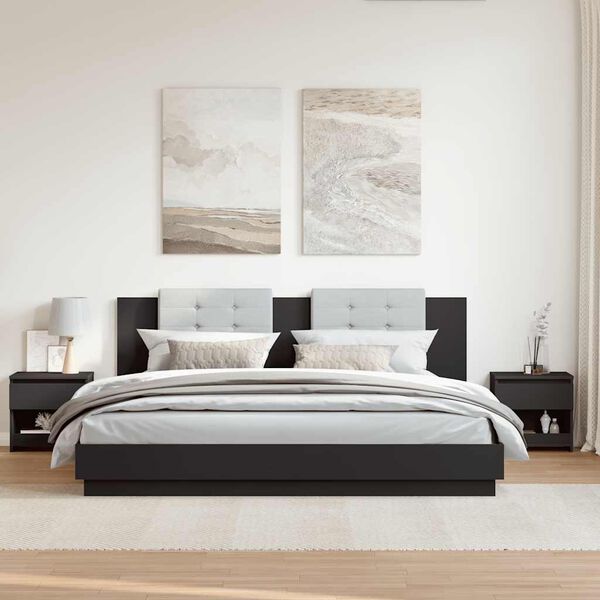 vidaXL Bedside Cabinets 2 pcs Black 40x30x39 cm Engineered Wood