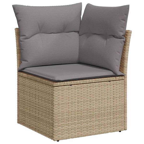 vidaXL 7 Piece Garden Sofa Set with Cushions Beige Poly Rattan