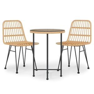 vidaXL 3 Piece Garden Dining Set Poly Rattan