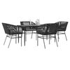 vidaXL 5 Piece Garden Dining Set with Cushions Black Poly Rattan Glass