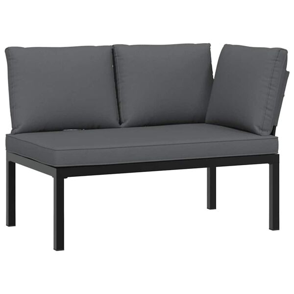 vidaXL 2 Piece Garden Sofa Set with Cushions Black Aluminium