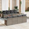 vidaXL Garden Sofa Set with Cushion 9 pcs Grey Poly Rattan