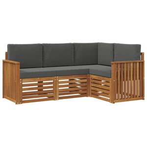vidaXL Sofa Sets 4 pcs Natural and Anthracite Solid Acacia Wood
