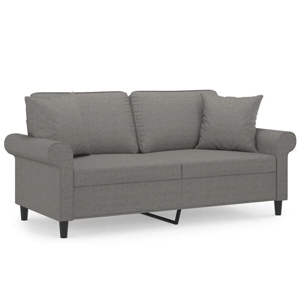 vidaXL 2-Seater Sofa with Pillows&Cushions Dark Grey 140 cm Fabric