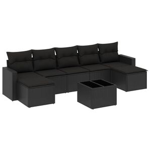 vidaXL 8 Piece Garden Sofa Set with Cushions Black Poly Rattan