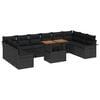 vidaXL Garden Sofa Set 11 pcs Black Poly Rattan