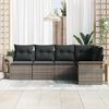 vidaXL Garden Sofa Set with Cushion Manual 5 pcs Grey Poly Rattan