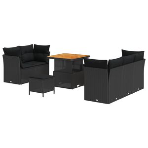 vidaXL Garden Sofa Set 8 pcs Black Poly Rattan
