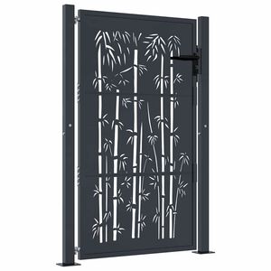 vidaXL Garden Gate Anthracite 100x150 cm Steel Bamboo Design
