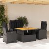 vidaXL 5 Piece Garden Dining Set with Cushions Black Poly Rattan