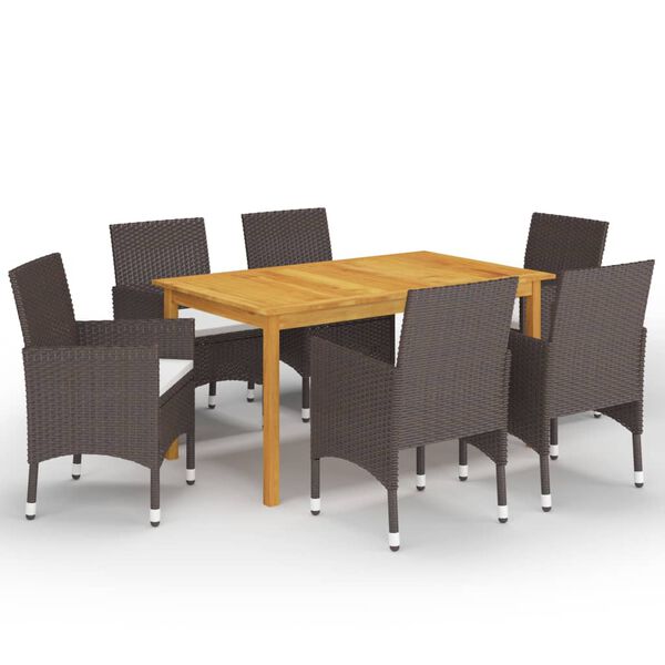 vidaXL 7 Piece Garden Dining Set Brown