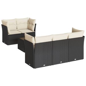 vidaXL 6 Piece Garden Sofa Set with Cushions Black Poly Rattan