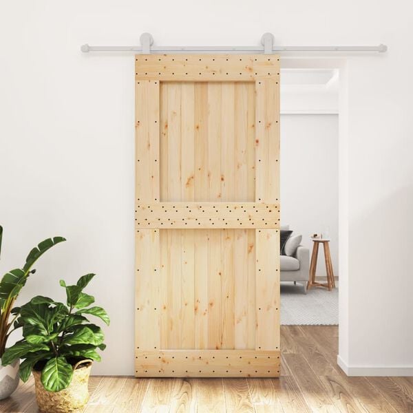 vidaXL Sliding Door with Hardware Set 95x210 cm Solid Wood Pine